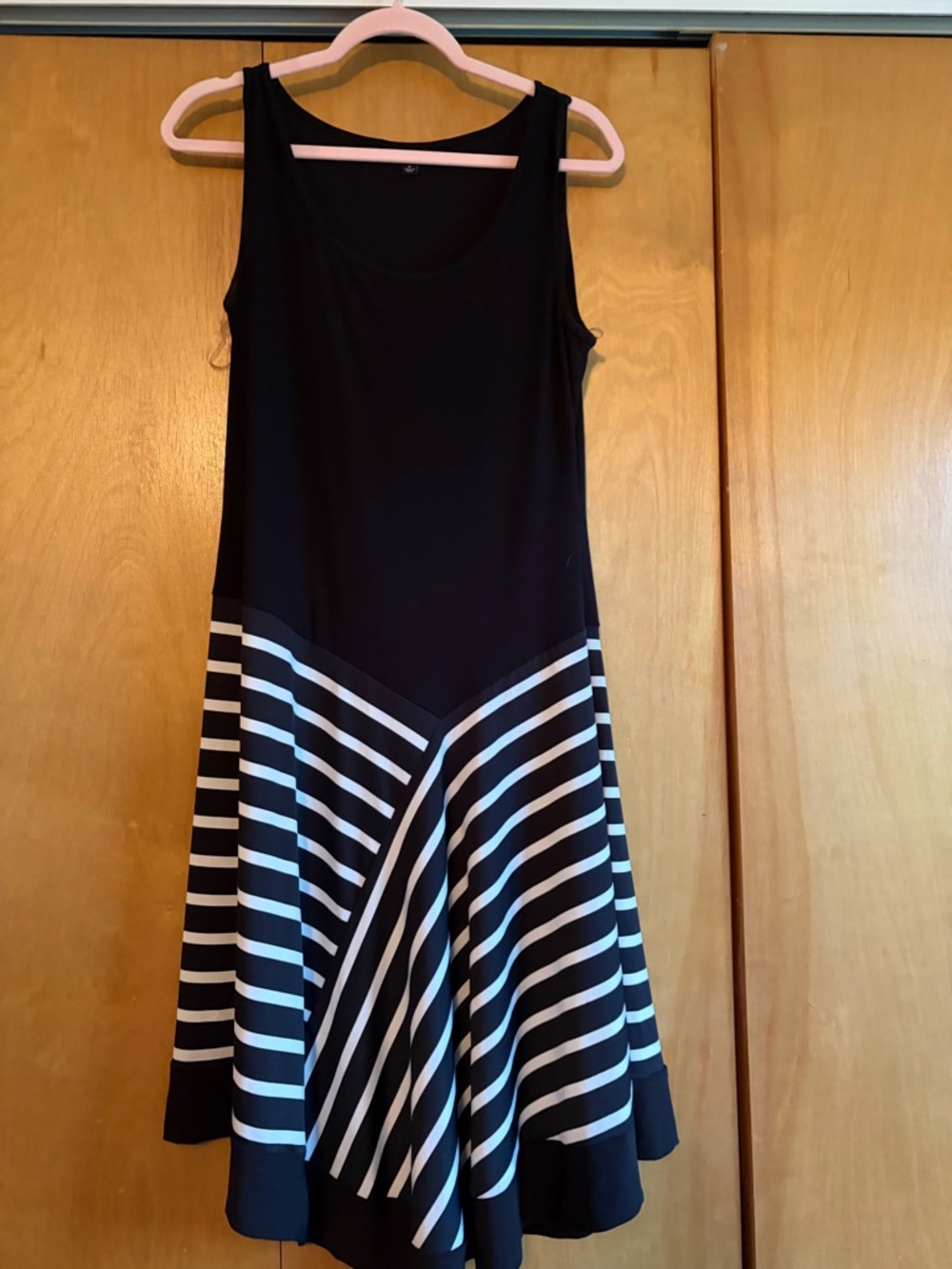 MSK Black and White Striped Fit-and-Flare Dress